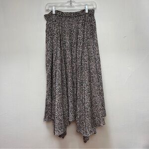Anthropologie Black & Cream Printed Asymmetric Handkerchief Skirt
